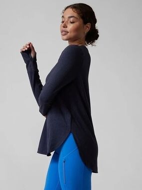 Athleta Uptempo Long Sleeve Top Navy